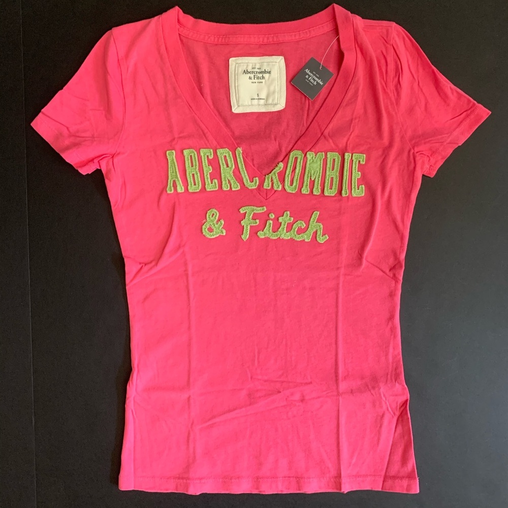 A&F Vintage Embroidered V Neck T-shirt